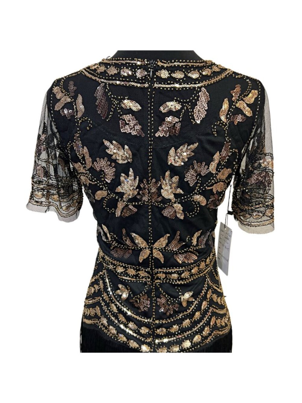 Unique Vintage 1920s Fit & Flare Midi Dress Short Sleeve Modest Belted Lace NWT - Picture 12 of 12
